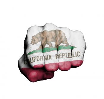 United states, fist with the flag of a state, California