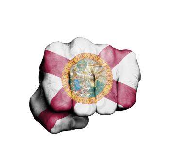 United states, fist with the flag of a state, Florida