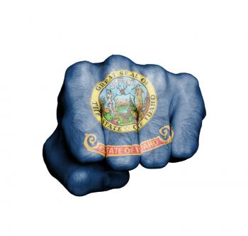 United states, fist with the flag of a state, Idaho