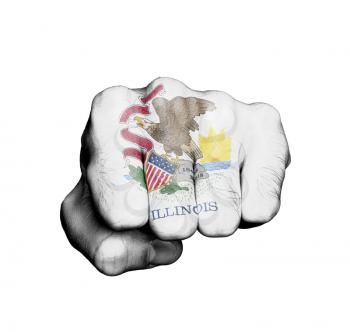 United states, fist with the flag of a state, Illinois