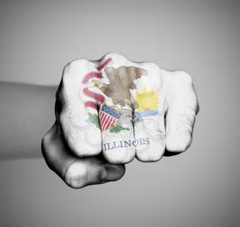 United states, fist with the flag of a state, Illinois