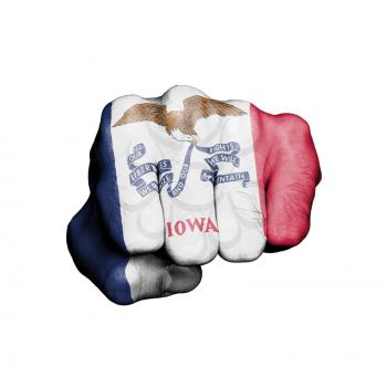 United states, fist with the flag of a state, Iowa