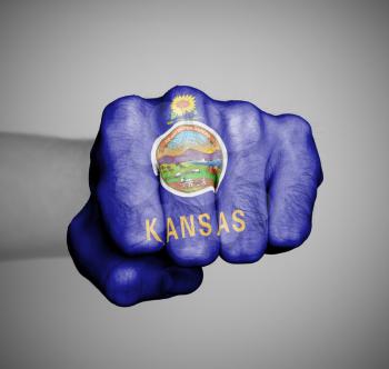 United states, fist with the flag of a state, Kansas