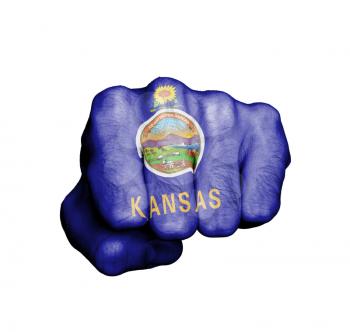 United states, fist with the flag of a state, Kansas