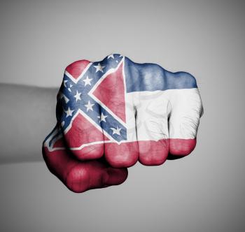 United states, fist with the flag of a state, Mississippi