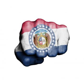 United states, fist with the flag of a state, Missouri