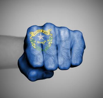 United states, fist with the flag of a state, Nevada