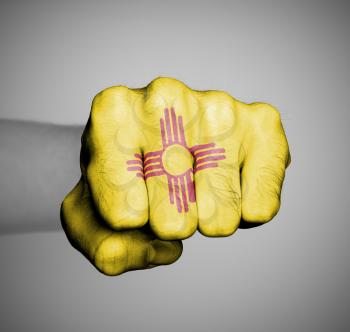 United states, fist with the flag of a state, New Mexico
