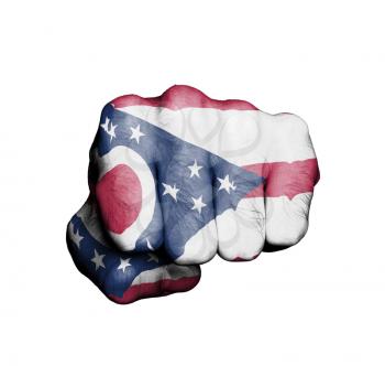 United states, fist with the flag of a state, Ohio