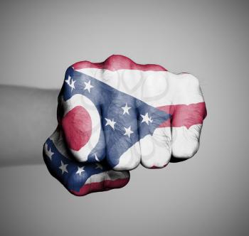 United states, fist with the flag of a state, Ohio
