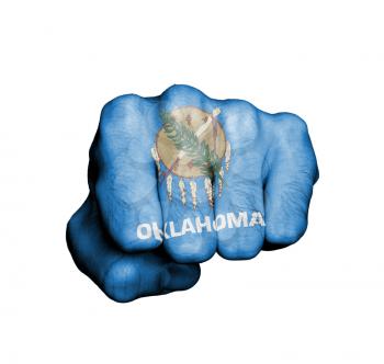 United states, fist with the flag of a state, Oklahoma