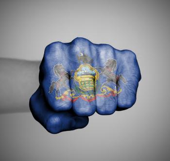 United states, fist with the flag of a state, Pennsylvania
