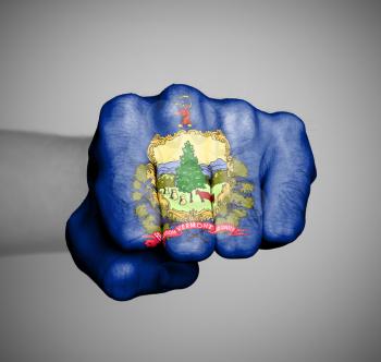 United states, fist with the flag of a state, Vermont