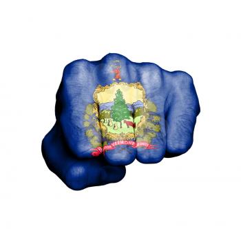 United states, fist with the flag of a state, Vermont