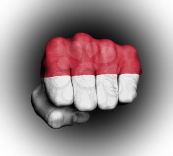 Fist of a man punching, flag of Monaco