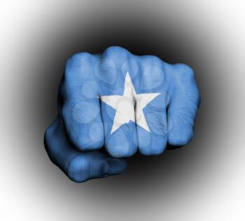 Fist of a man punching, flag of Somalia