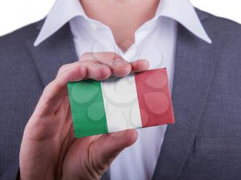 Businessman showing card, matte paper effect, Italy