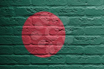 Brick wall with a painting of a flag isolated, Bangladesh