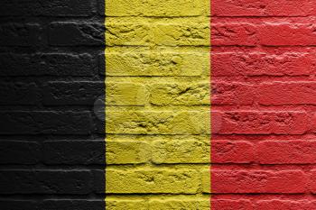 Brick wall with a painting of a flag isolated, Belgium