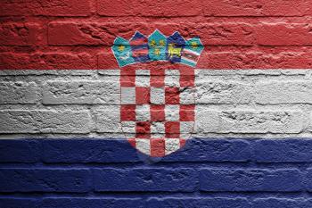 Brick wall with a painting of a flag isolated, Croatia