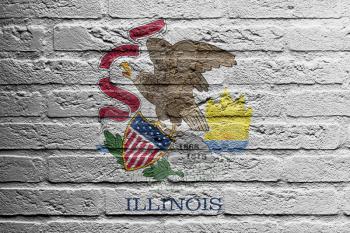 Brick wall with a painting of a flag isolated, Illinois