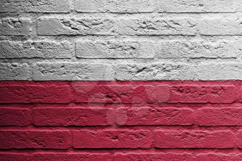 Brick wall with a painting of a flag isolated, Poland