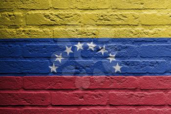 Brick wall with a painting of a flag isolated, Venezuela