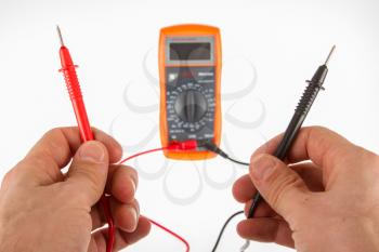 Digital multimeter isolated on a white background