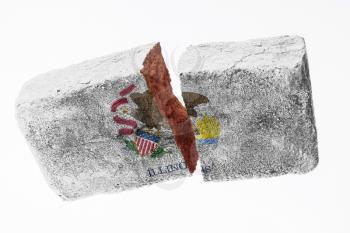Rough broken brick, isolated on white background, flag of Illinois