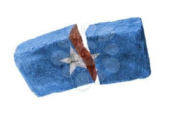 Rough broken brick, isolated on white background, flag of Somalia