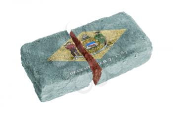 Rough broken brick, isolated on white background, flag of Delaware
