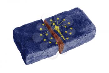 Rough broken brick, isolated on white background, flag of Indiana