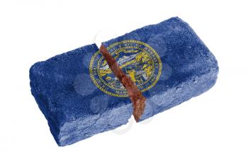 Rough broken brick, isolated on white background, flag of Nebraska