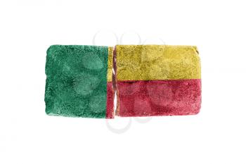 Rough broken brick, isolated on white background, flag of Benin
