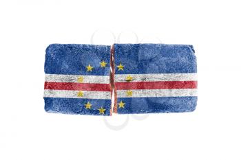 Rough broken brick, isolated on white background, flag of Cape Verde