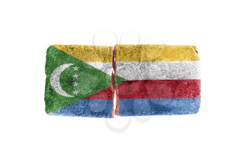 Rough broken brick, isolated on white background, flag of the Comoros