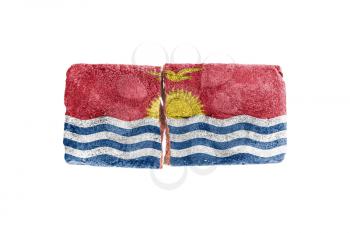Rough broken brick, isolated on white background, flag of Kiribati
