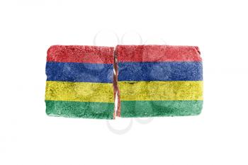 Rough broken brick, isolated on white background, flag of Mauritius