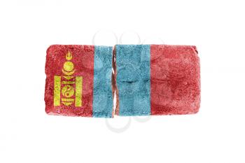 Rough broken brick, isolated on white background, flag of Mongolia