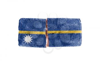 Rough broken brick, isolated on white background, flag of Nauru
