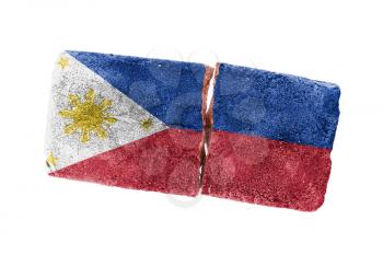 Rough broken brick, isolated on white background, flag of the Phillipines