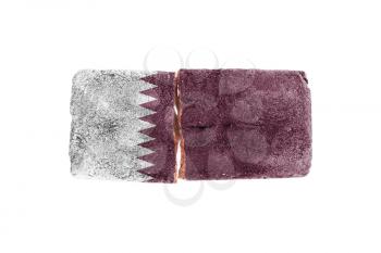 Rough broken brick, isolated on white background, flag of Qatar