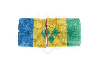 Rough broken brick, isolated on white background, flag of Saint Vincent and the Grenadines