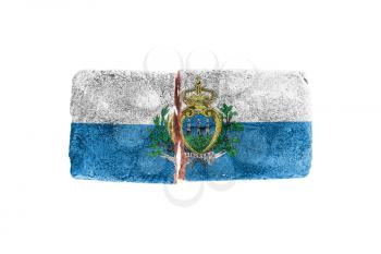 Rough broken brick, isolated on white background, flag of San Marino