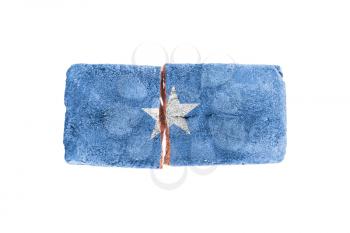 Rough broken brick, isolated on white background, flag of Somalia