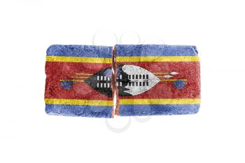 Rough broken brick, isolated on white background, flag of Swaziland