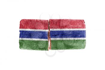 Rough broken brick, isolated on white background, flag of the Gambia