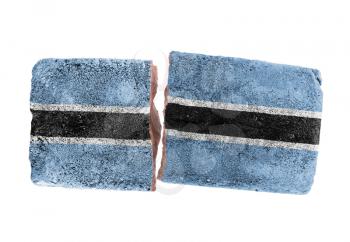 Rough broken brick, isolated on white background, flag of Botswana
