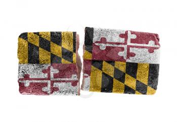 Rough broken brick, isolated on white background, flag of Maryland