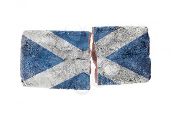 Rough broken brick, isolated on white background, flag of Scotland